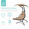 Best Choice Products Hanging Curved Chaise Lounge Chair Swing for Backyard, Patio w/ Pillow, Shade, Stand